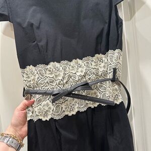 Black Dress with Lace Detail and Belt